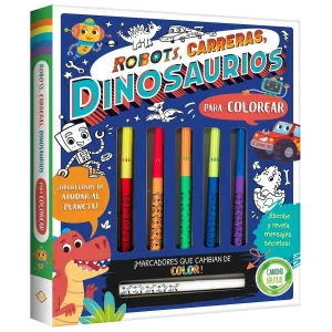 Robots Carrera y Dinosaurio Para Colorear
