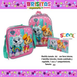 Mochila  Paw Patrol Skye tamaño A4  3 piezas