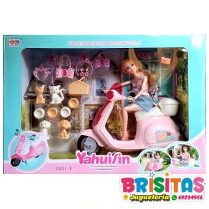 Barbie + moto y accesorios y mascotas