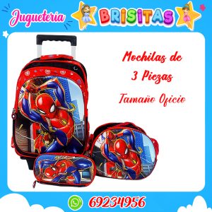 Mochila Spiderman Rojo (3 piezas oficio) Desmontable c/ruedas