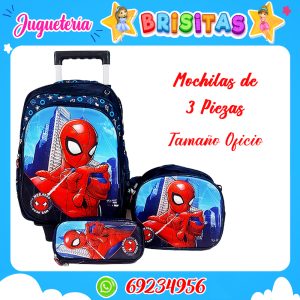 Mochila Spiderman Azul (3 piezas oficio) Desmontable c/ruedas
