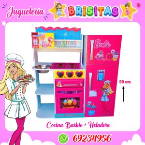 Cocina Barbie + heladera en Mdf (90 cm)