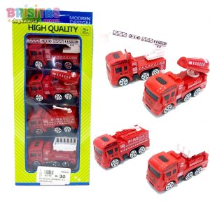 Set De Auto Bombero × 4 Unidades Peq.