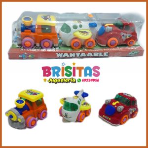 Set de 3 Tren Avión y Autito en Blister