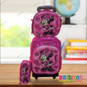 Mochila  Minnie  3 piezas Tam Oficio (Con Ruedas)