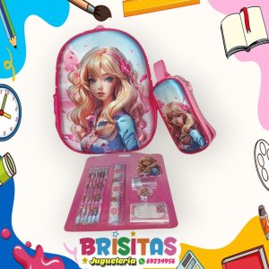 Mochila Pequeña Barbie +estuchera  y  juego de lapices