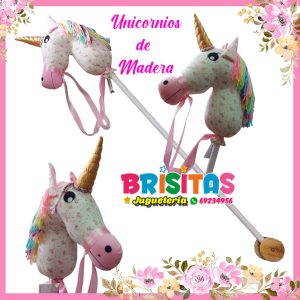 Caballo Unicornio Con Flores De Madera