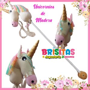 Caballo Unicornio De Colores De Madera