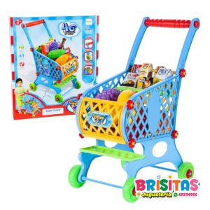Carrito de Supermercado Azul con Accesorios