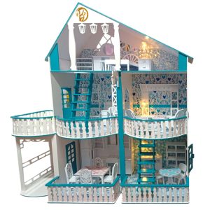 Casa de Muñecas Mansión con Garaje Verde Agua