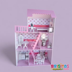 Casa de muñecas Mansión de las Rosas  en Mdf (Rosa Pastel)