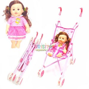 Coche De Muñeca Metálico + Muñeca