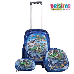 Mochila Escolar 3 piezas Cocodrilo