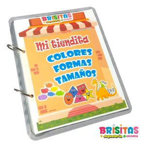 Libro de Aprendizaje Colores ,tamaños y formas con Velcro en Ingles