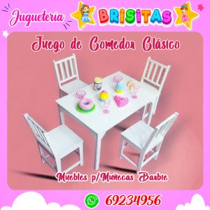 Juego de Comedor Rectangular p/muñecas MDF
