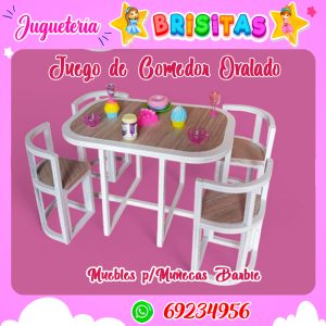Juego de Comedor moderno p/muñecas MDF
