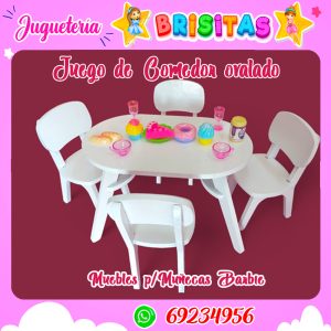 Juego de Comedor Ovalado p/muñecas MDF