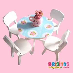 Juego de Comedor Circular p/muñecas MDF