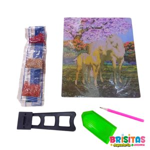 Cuadro con Técnica de Diamante Caballos