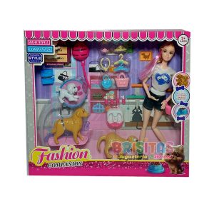 Muñeca Con 2 Mascotas Fashion Mod 2