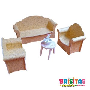 Juego de Living con Diseño p/muñecas MDF