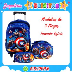 Mochila Capitan Americac/ruedas  (3 piezas oficio) Desmontable