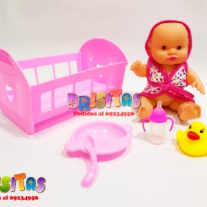 Muñeca Bebe + Cuna