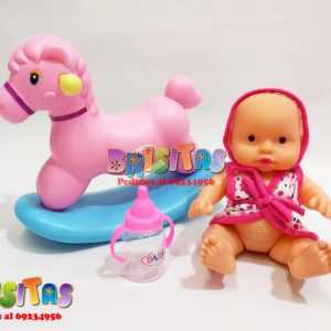 Muñeca Bebe + Mecedor