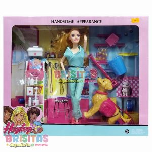 Muñeca Tipo Barbie Doctora + Mascota