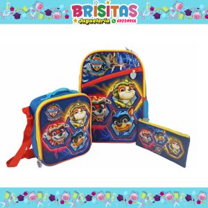 Mochila Paw Patrol tamaño Oficio 3 piezas (Marca Scool Original)