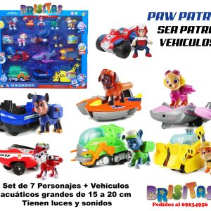 Set De 7 Vehículos Paw Patrol Sea (Marinos) Grandes
