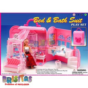 Set De Dormitorio Maleta Para Muñeca